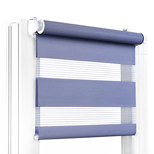 Fenster DEKOR - Rollos für Fenster Violett - Klemmfix Rollo ohne Bohren B130 x H150 cm - Doppelrollo mit Einer Breiten Auswahl an Größen und Farben - Blickdichte Rollos, einfach zu montieren