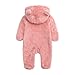 Newborn Baby Warm Snowsuit Cotton Fleece Hooded Romper Bear Pattern Jumpsuit for Baby Girl Boy Pink 0-3M