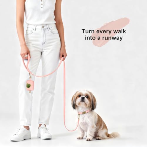 Image of Didog Soft PU Leather Dog Collar for Small Dogs, Quick Release, Pink S