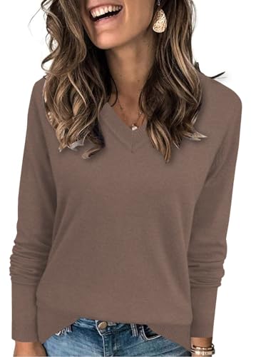 JomeDesign Sweaters for Women Long Sleeve V Neck Tops Loose Casual Blouses