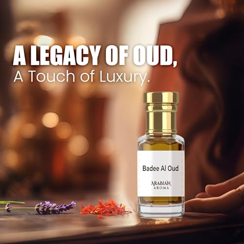 Arabian Aroma Badee Al Attar | Saffron & Oud Perfume Fragrance | Alcohol-Free, Long-Lasting | 100% Pure Perfume | Ittar For Men | Fresh Oriental Attar for Men (6ml)