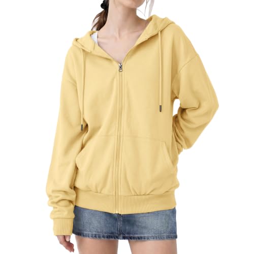 Image of GIVON Basic Lightweight Zip-Up Hoodie Long Sleeve Thin Jacket for Women with Plus Size