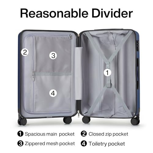 Image of Hanke Luggage Sets 2 piece Carry On Luggage with Wheels PC Hard Shell Suitcases Lightweight Checked Travel Luggage Large Travel Suitcase Woman Men 20 /29 Inch(Dark Blue)