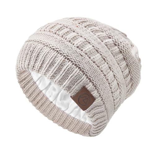 Durio Chapéus de inverno para mulheres e homens gorro forrado de cetim macio para mulheres gorro for
