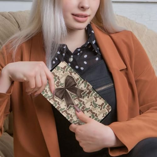 Image of COEQINE Ladies Wallets Pink Leopard Heart Black Printed Leather Phone Long Clutch Purses Check Coin Change Holder