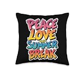 Peace Love And Summer Break Vacation Holiday Teen Boys Girls Throw Pillow