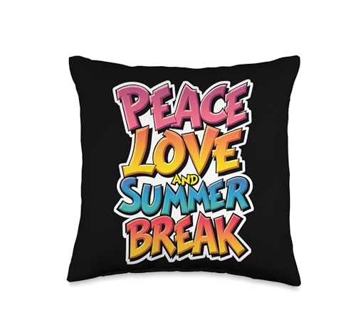 Peace Love And Summer Break Vacation Holiday Teen Boys Girls Throw Pillow