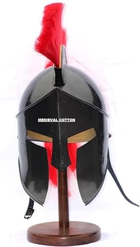 Medieval cotton Handmade Spartan Helmet Blackened Metal | Large Greek Spartan Helmet | Medieval Ancient Greek Helmet Replica | Spartan Warrior Cosplay & Reenactment Armor Headwear