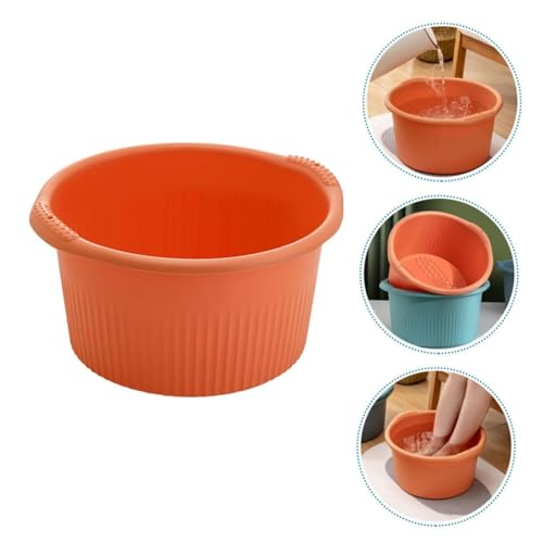 Banqueta para baño de pies portátil de plástico naranja miniatura 5