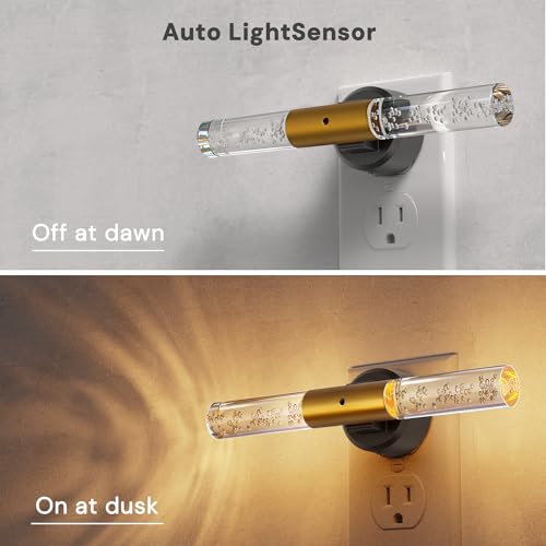 Image of L LOHAS LED Night Light, Rotating Night Lights Plug into Wall, Light Sensor, Soft White 3 Level Dimmable LED Nightlight Plug in, Acrylic Bubble Mini Light for Bedroom Bathroom Hallway Adults, 2 Pack