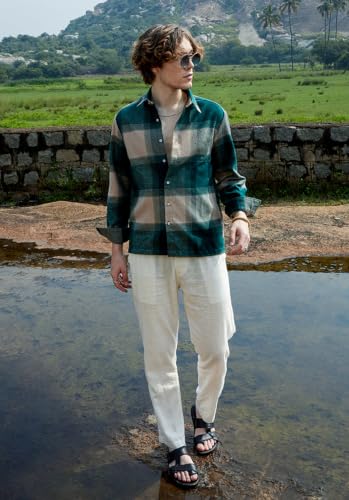 CAHOOT Men's Green Checkered Oversized Fit Full Sleeve Casual Shirt | Relaxed oversized fit in a breathable green check weave - Image 6