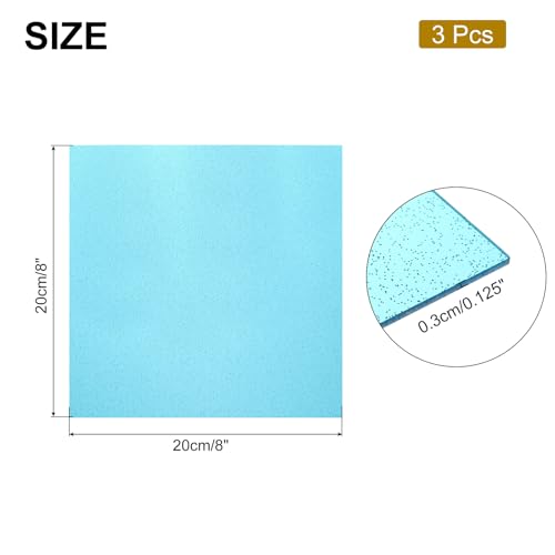 Image of MECCANIXITY 3Pcs Light Blue Glitter Acrylic Sheets 1 /8 inch Thickness 8 inch x 8 inch Glossy PMMA Fluorescent Plastic Sheets Extruded Translucent Blanks for DIY Art Crafting Laser Cutting & Engraving