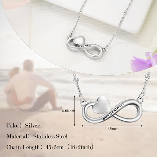 XIUDA Infinity Cremation Jewelry Heart Urn Necklace for Ashes Stainless Steel Urn Pendant Memorial Ashes Necklace for Women Men2