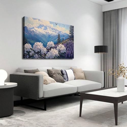 Toile de lavande avec cadre grand tableau pour mur vide salon - 2