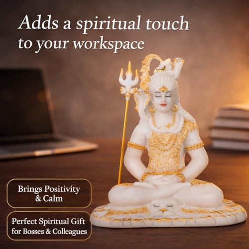 Image of ARMONIA Lord Shankar Idol Shiv Ji Murti Mahadev Statue for Home Decor Living Room, Pooja Room, Office, Temple | Marble Dust 29cm|Detachable Trishul |Gift for Housewarming (Inside Cleaning Cloth)