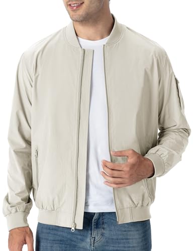 Image of TBMPOY Men's Windproof Bomber Jackets Lightweight Track Jackets Windbreaker Outdoor Golf Fashion Coat