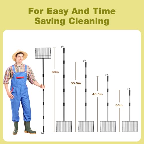Image of Chicken Poop Scooper with inch Fine Mesh Sieve - Heavy Duty Chicken Coop Scoop for Sand, Extra Wide 10 inch Sifting Shovel Pooper Scooper and Coop Cleaning Must Haves