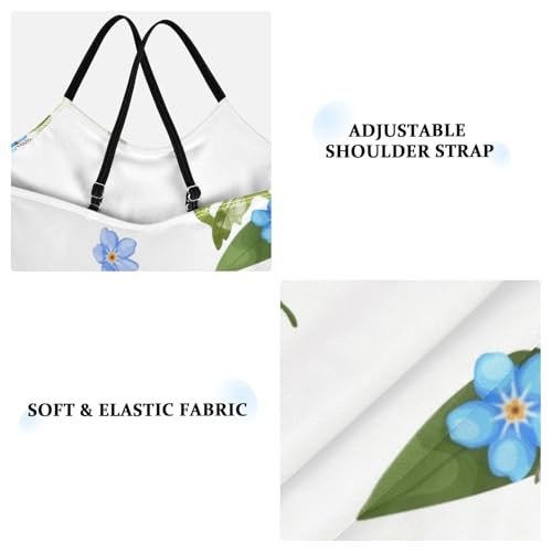 Girls One Piece Swimsuits Blue Iris and Forget-me-not Pattern Sport Halter Swimwear Beach Bathing Suit,9-10T3