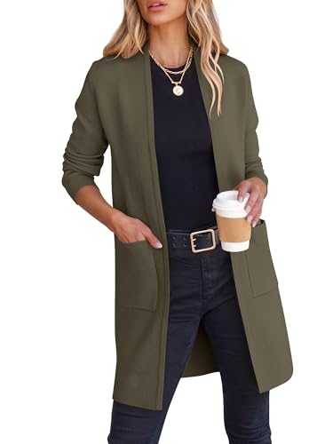 Image of ANRABESS Cardigan Sweater for Women Casual 2026 Fall Fashion Coat Long Sleeve Open Front Knit Coatigan Outwear