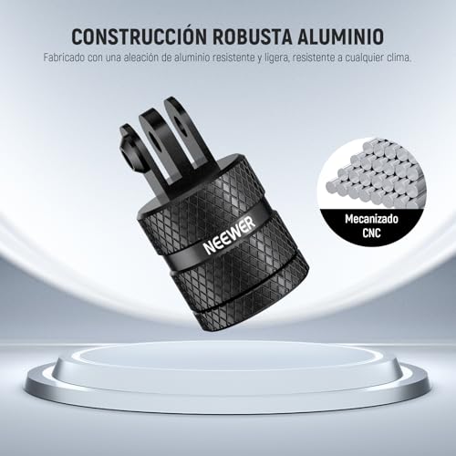 NEEWER Action Camera Trípode Montaje Adaptador Compatible con GoPro Hero 13 Go Pro 12 11 10 9 Black dji Osmo Action 5 Pro 4 3, 360° Giratorio 1/4"-20 a 3 Prong Mount para 1/4 Accesorio Estándar,GP-89 - imagen 3