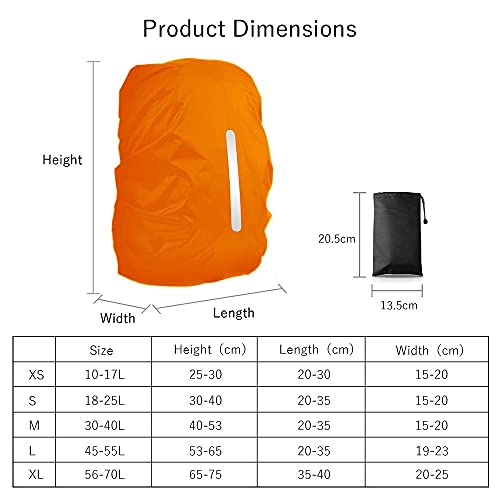 LAMA Backpack Rain Cover, Waterproof, for School Bags, with Reflective Strips, Adjustable Buckle S (18L-25L) M (26L-40L) L (41L-55L), orange - Image 8