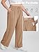Lastshe Women's Plus Size Pants High Waist Wide Leg Work Casual Palazzo Trousers with Pockets Spring Clothes Fashion,Wheat,3X