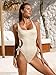 BERLOOK Women's One-Piece Swimsuits Fashion Tummy Control Push Up Bathing Suit for Women Full Coverage Slimming Swimwear White