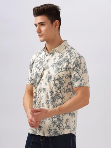 Image of BULLMER Trendy Regular Fit Printed Causal Half Sleeve Shirt for Men