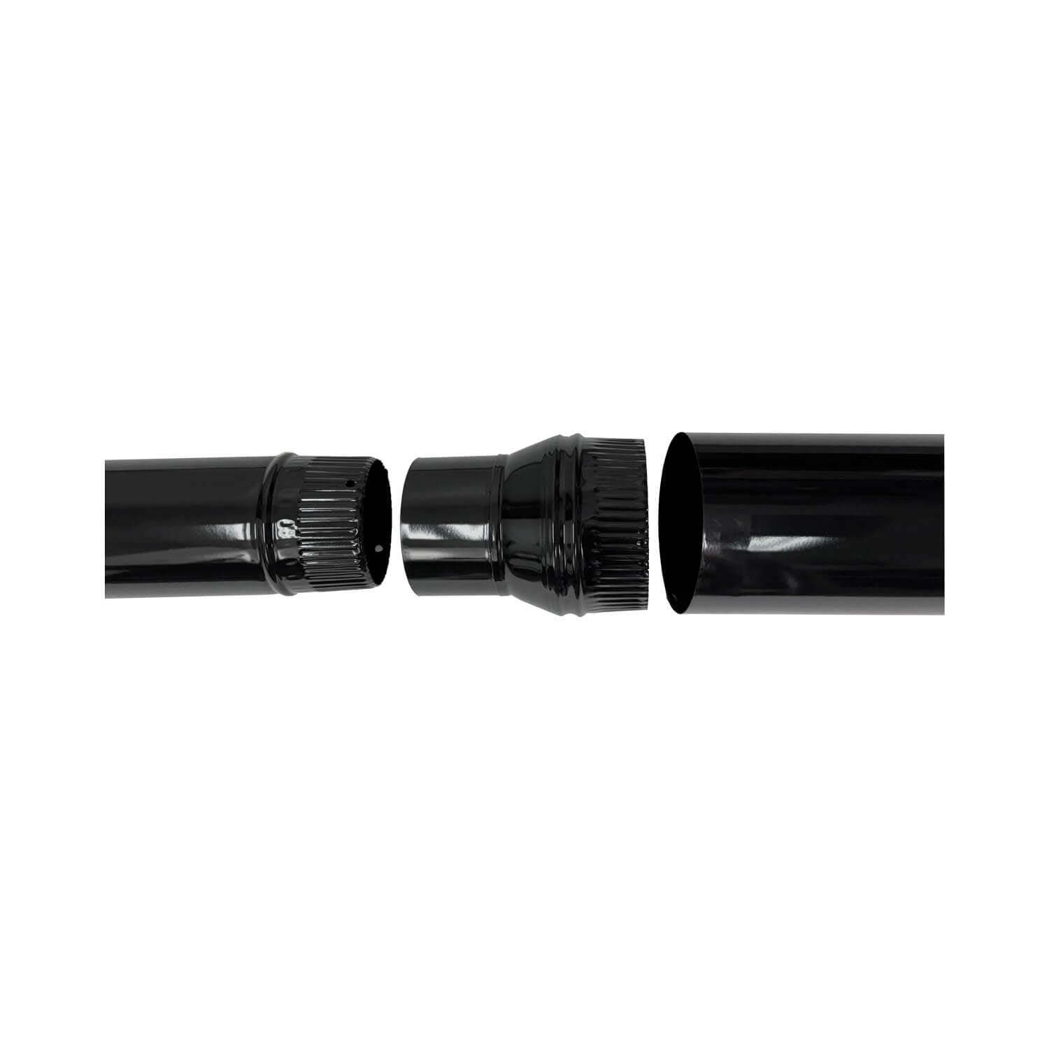 Ampliación Tubo Chimenea 150 a 200mm - Adaptador Estufa Leña Vitrificado Negro - Ampliación Tubos Vitrificados - Compatible Tubos Chimenea 150mm y 200mm