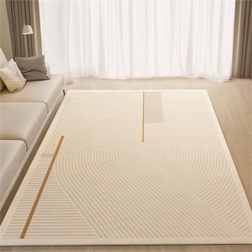 Tapis de chambre doux et antidérapant 150x200 cm lavable couleur crème - 2