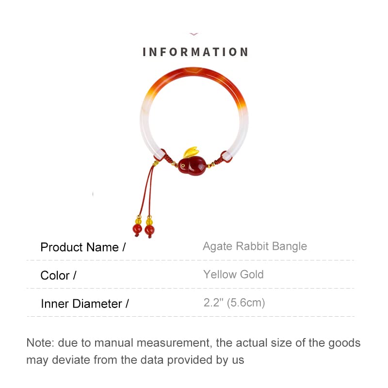 14K Gold Jade Bangle, Agate Rabbit Bangle, Mother's Day, Birthday Gift for Mother, Wife, Girlfriend2