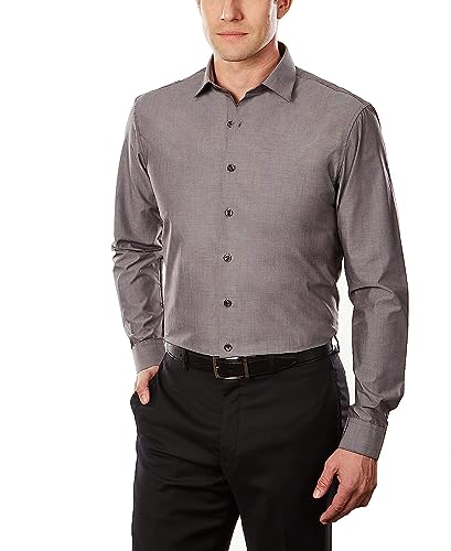 Image of Kenneth Cole REACTION Unlisted Men's Slim Fit Solid Cotton Spread Collar Full Sleeves Formal Dress Shirt