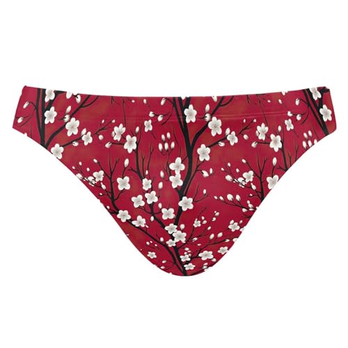 Plum Blossom Flowers Swim Briefs for Men Swimsuit Bikini Swimwear S B0402166