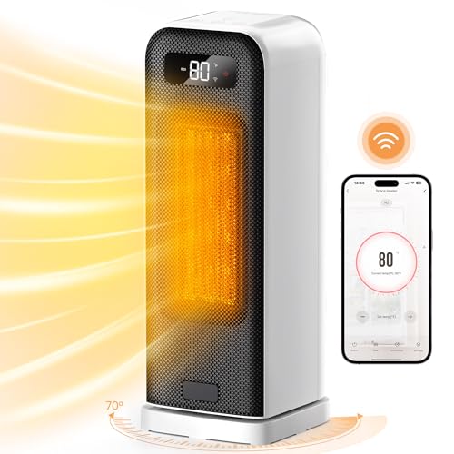 MORENTO Smart Space Heaters for Indoor Use, 1500W Electric Heater, Wi-Fi & Voice Control, Quiet Smart Heater, Space Heaters for Office Bedroom Home, Portable Heater with Thermostat & 12H Tim
