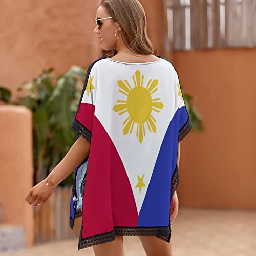 TAIZIYEAH Elegant Casual Philippines Flag Beach Swim Cover for Women Girl's Summer Sun Beach One Size3