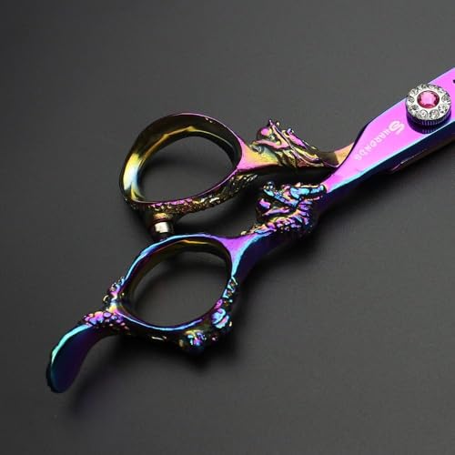 Ciseaux de coiffure violets de barbier avec ciseaux à effiler pour coupe de cheveux