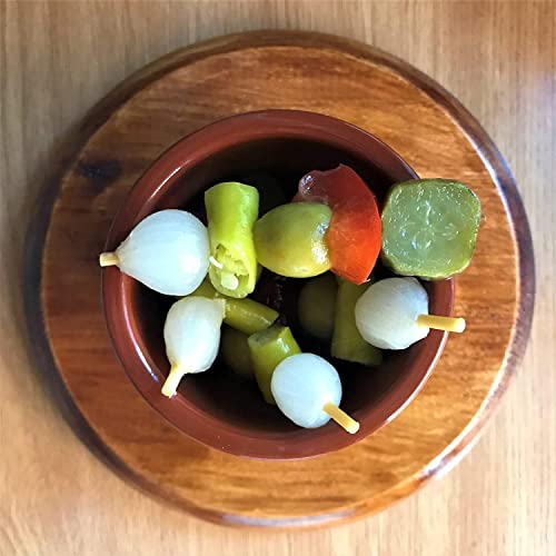 TORERAS - 2er Pack - Grüne Oliven, Paprika, Gurke, Zwiebeln in Essig - Essiggurken Oliven, Aufgespießtes Gemüse in Essig, Konserven Aufbackbrötchen, Spanien Aperitif - Pikanter Geschmack