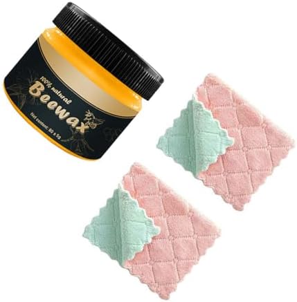 ABOOFAN Natural Wood Maintenance Beeswax Polish for Furniture and Floors Wood Seasoning Wax with Towels Food Safe Organic Formula for Home Care and Crack Protection Random Color image 4