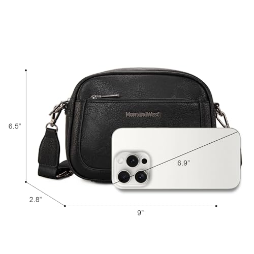 Image of Montana West Crossbody Bags for Women Cow Print Purse Triple Zip Shoulder Handbags with Wide Strap