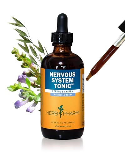 Image of Herb Pharm Nervous System Tonic with St. John's Wort, Organic Skullcap & Milky Oat | Liquid Extract for Calm, Emotional & Stress Support Supplement | Vegan, Non-GMO, Up to ~12 Week Supply, 4 oz*