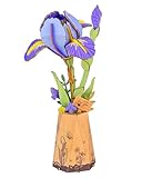 ROBOTIME Puzzle 3D Bois Fleur Iris Violette avec Vase, Fleur en Bois DIY à...