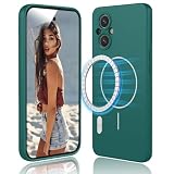 DESSEN Cover Magnetica per Oppo Reno 8 Lite 5G / Reno8 Lite 5G - Custodia in Silicone Liquido Morbido, Antiurto Protezione Case, Compatibile con Accessori Magnetico, Verde Scuro