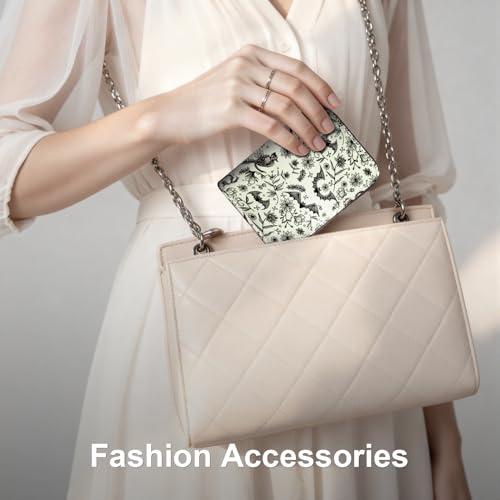 Image of Mayski Credit Card Holder, Zipper Credit Card Wallet for Women, Small Accordion Card Cases Holder, KeyChain Wallet, Business Card Holder(Bat 01)