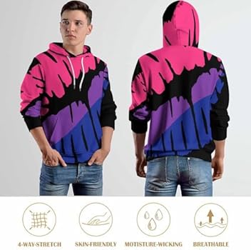 Bhyhok Moletom fashion com bandeira do orgulho bissexual Kiss with