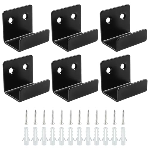 Image of 6 Pack Black Tile Display Wall Hanger, 25mm, Stainless Steel | Fastener, Wall Mount Brackets Hook, Heavy Duty, For Ceramic Tile Display