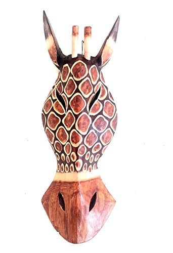 OMA African Giraffe Wall Mask Wooden Hand Crafted Tiki Tribal Safari Jungle Africa Home Decor Accent Gift Large Size