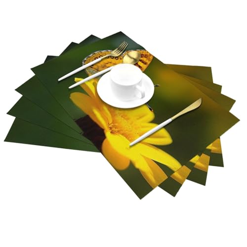 Sets de table de qualité supérieure en vinyle PVC tissé jaune antidérapant pour table chic