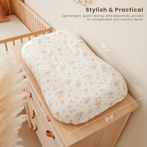 Image of Konssy 2 Pack Baby Lounger Cover, Stretchy Soft Infant Lounger Cover | For Baby Boys and Girls, Cover Set Only. Soft Breathable Fabric, Envelope Closure, Machine Washable, Blossom and Taupe