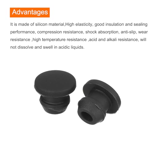 Image of MECCANIXITY Silicone Snap in Locking Hole Plugs,Rubber Panel Seal Cover Flush Type Panel Round for Kitchen Rubber Bulkheads Waterproof Sealing Plugs 5.5mm /0.22 Inch Diameter Black,Pack of 50
