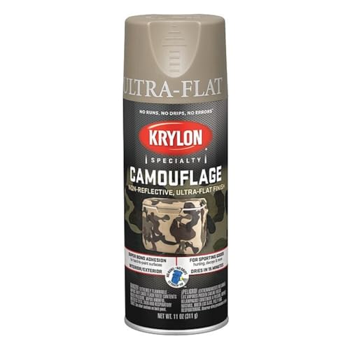 Krylon K04291000 Camouflage Spray Paint, Ultra Flat, Khaki, 11 oz.,Camouflage Khaki